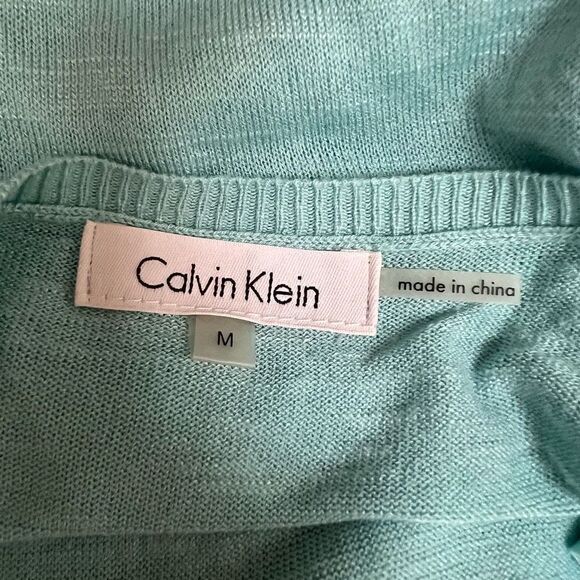 Calvin Klein Women's Open Waterfall linen Front Cardigan elbow patches size M - Picture 4 of 8